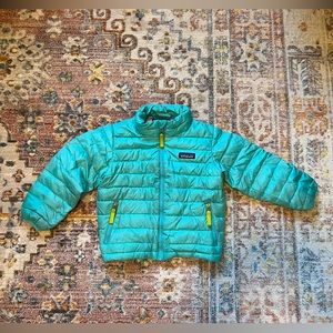 Patagonia down sweater jacket teal blue size 3T.